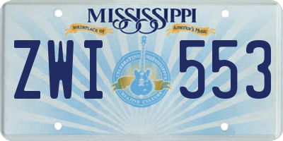 MS license plate ZWI553
