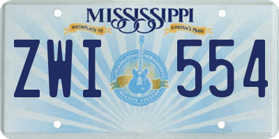 MS license plate ZWI554