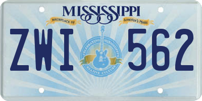 MS license plate ZWI562