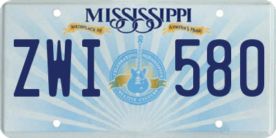 MS license plate ZWI580