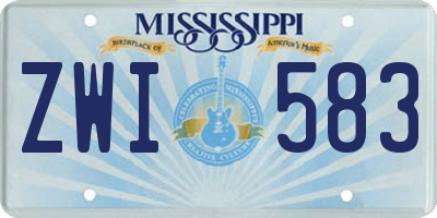 MS license plate ZWI583