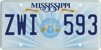 MS license plate ZWI593