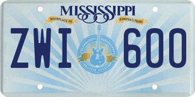 MS license plate ZWI600