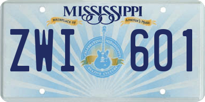 MS license plate ZWI601