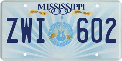 MS license plate ZWI602