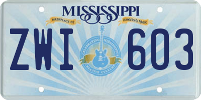 MS license plate ZWI603