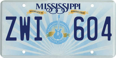 MS license plate ZWI604