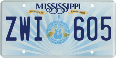 MS license plate ZWI605
