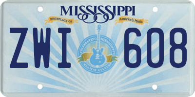 MS license plate ZWI608