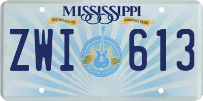 MS license plate ZWI613