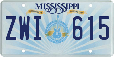MS license plate ZWI615