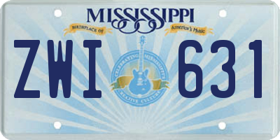 MS license plate ZWI631