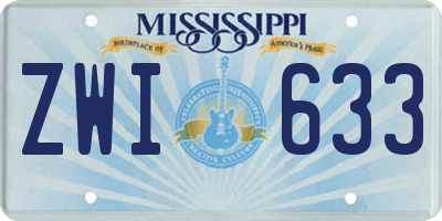 MS license plate ZWI633