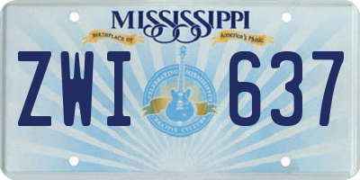MS license plate ZWI637