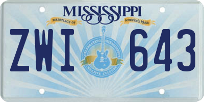 MS license plate ZWI643