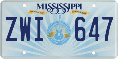 MS license plate ZWI647