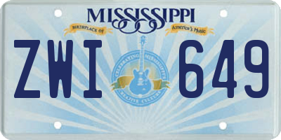 MS license plate ZWI649