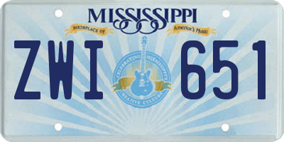 MS license plate ZWI651