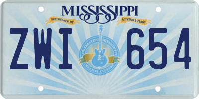 MS license plate ZWI654
