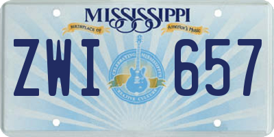 MS license plate ZWI657