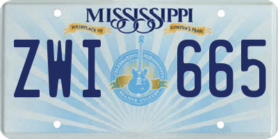 MS license plate ZWI665