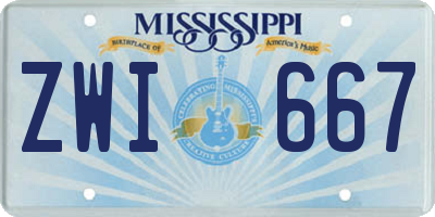 MS license plate ZWI667