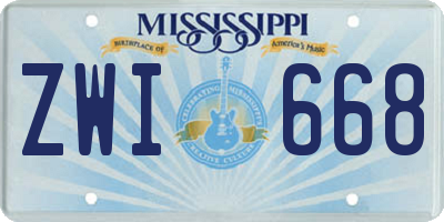 MS license plate ZWI668