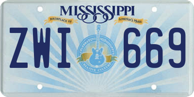 MS license plate ZWI669