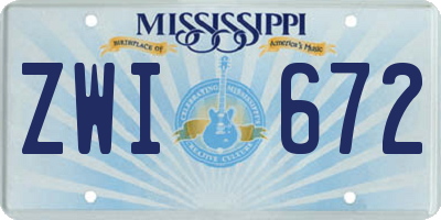 MS license plate ZWI672
