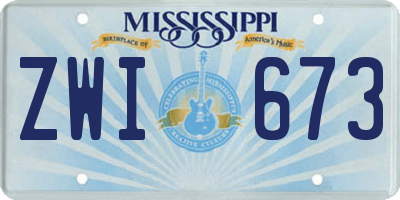 MS license plate ZWI673