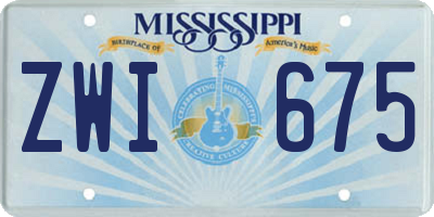 MS license plate ZWI675