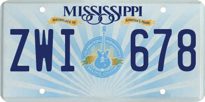 MS license plate ZWI678