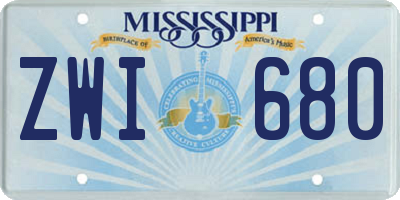 MS license plate ZWI680