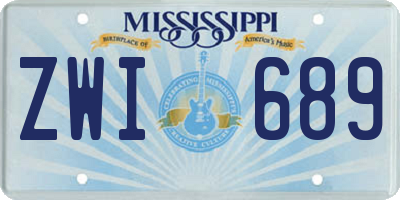 MS license plate ZWI689
