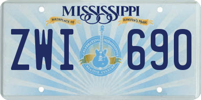MS license plate ZWI690
