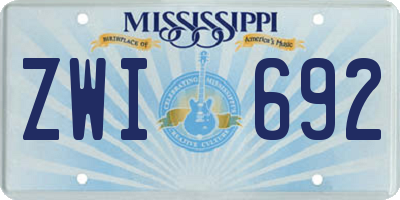 MS license plate ZWI692