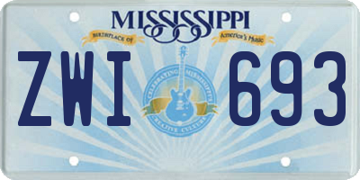 MS license plate ZWI693