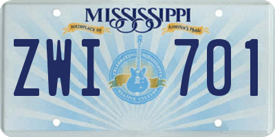 MS license plate ZWI701