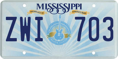 MS license plate ZWI703