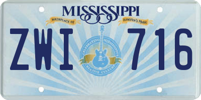 MS license plate ZWI716