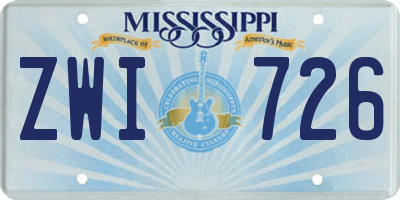 MS license plate ZWI726
