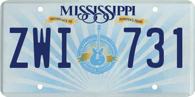 MS license plate ZWI731