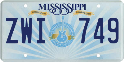 MS license plate ZWI749