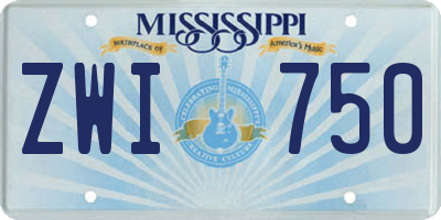 MS license plate ZWI750