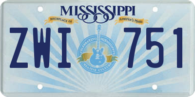 MS license plate ZWI751