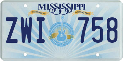 MS license plate ZWI758