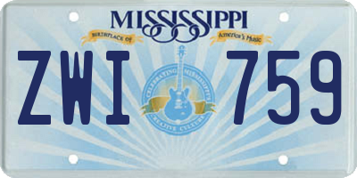 MS license plate ZWI759
