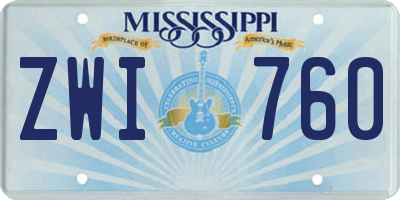 MS license plate ZWI760