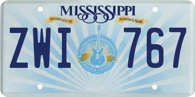 MS license plate ZWI767