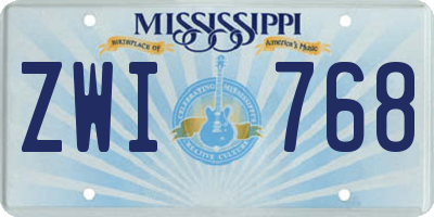 MS license plate ZWI768
